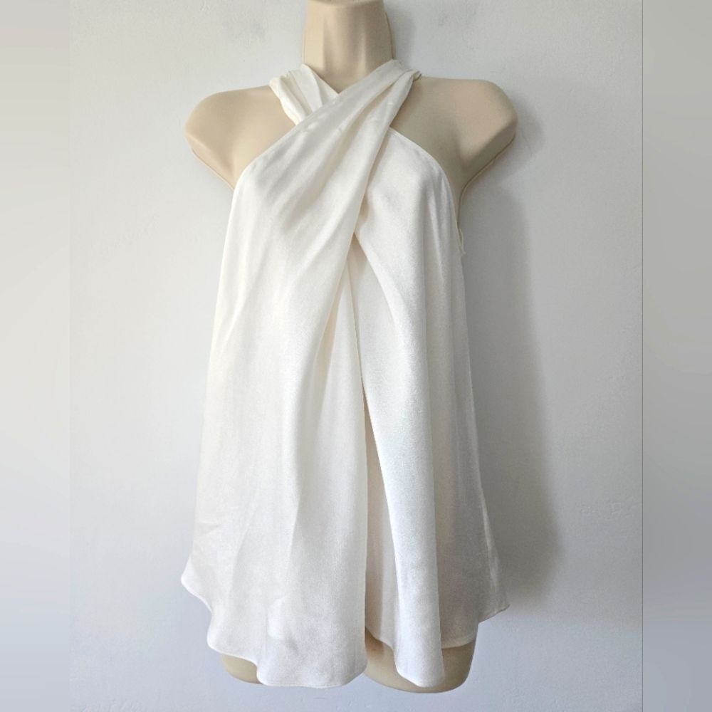 A.L.C. Arvid Twist-Front Crepe Top In Off-white NWOT